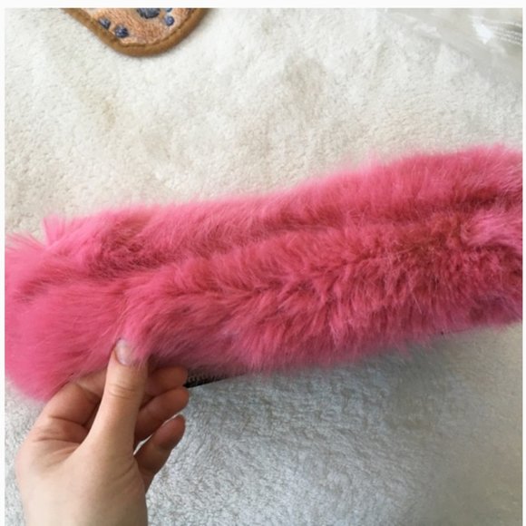 kate spade evening belles steffe faux fur pink black leather clutch purse bag - Picture 11 of 16